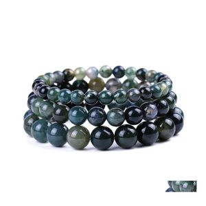 Beaded 6mm 8mm 10mm India Grass Agate Stone Strand Armband Nce Yoga Friendships Jewelry for Women Män Drop Delivery Armband DHF4G