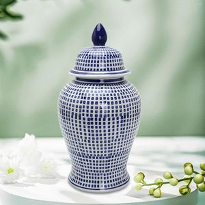 Förvaringsflaskor keramiska tempel burk mittstycke bordsdekoration med lock container vas ingefära för skåp kök sovrum dekor
