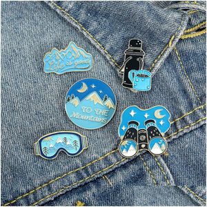 Pins Broschen Teleskop Niedliche kleine lustige Emaille Pins für Frauen Mädchen Männer Weihnachtsgeschenk Demin Shirt Dekor Brosche Pin Metall Kawaii Ba Dh2Iu