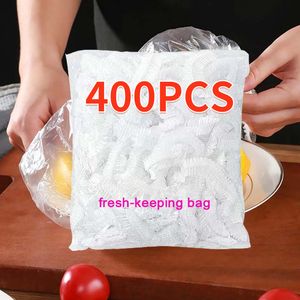 Kitchen Storage Organization 400pc Disposable Food Cover Reusable Elastic Fresh s Stretch Wrap Bowl Dish Keeping Bag Shower Cap 230106