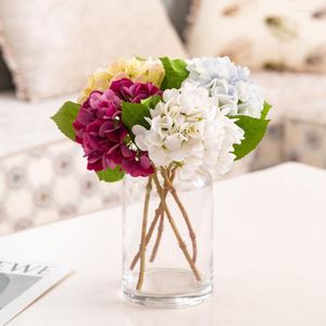 Flores decorativas Hydrangea Flower Bouquet Fake Silk Wedding Party Decoration for Dinning Table Home Decor