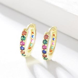 Hoop Earrings S925 Silver Cubic Zirconia Earring Engagement Wedding Simple Round Brilliant Gold Color Fashion Jewelry Gift