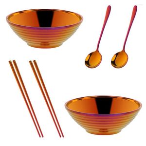 Bowls Bisda Heat Insulation Ramen Noodle Soup Bowl Double Layer Stainless Steel Rice Salad With Matching Spoon And Chopsticks