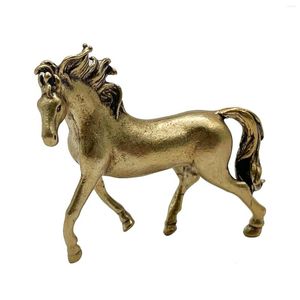 Dekorativa figurer Pure Copper 12 Zodiac Solid Horse Feng Shui Ornament Vintage Bronze Running Horses Staty Miniatures Desk Decorations