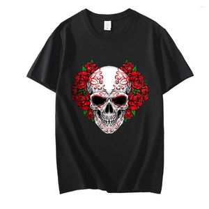 Camisetas masculinas Angel Devil Goth T-shirt Skull Print Print Loose Retro Men and Women Casual Sleeve Street Street Style Harajuku punk