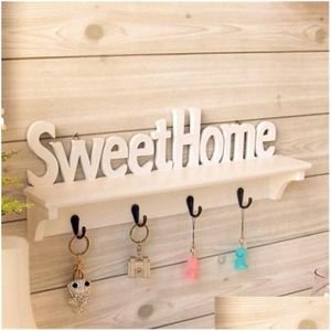 Soportes de almacenamiento Bastidores 1Pc Sweet Home Words 4 Ganchos Shees Sombrero Estante para llaves Colgando Montado en la pared Titular de bastidor Y200429 Drop Delivery Gard Dhcdh