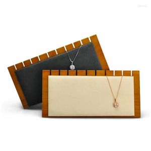 Jewelry Pouches Solid Wood Necklace Display Rack Hanging Storage Board Props