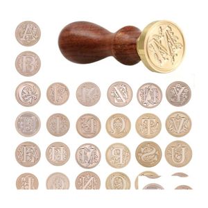 Craft Tools Retro 26 Letter Wax DIY SEAL Stamp Alfabetet Träsatser Byt ut kopparhuvud Hobbyuppsättningar efter dekoration Drop Delivery Home DHKBW