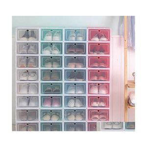 Pudełka do przechowywania pojemniki zagęszczone przezroczyste pudełko na buty domowe plastikowe artefakt prosty montaż szafki mtilayer japoński styl dhnsx