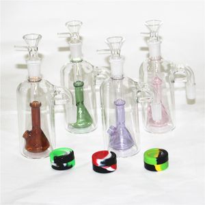 5,5 cala 14 mm męski szklany łapacze popiołu Hakah Bong z miską 4 mm kwarc Banger 5 ml silikonowy pojemnik na grube Pyrex Reclaeer Ash Catcher Bubbler