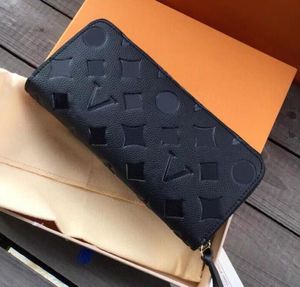 Fashion Designer Women Clutch Wallet Embossed Flowers Genuine Leather Purses Single Zipper Wallets Lady Long Louiseity Purse Viutonity with orange Box Card 60017