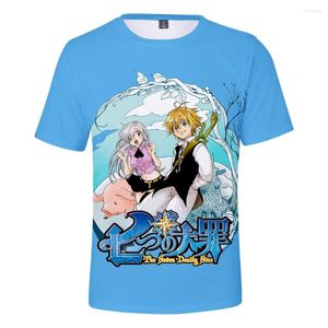 Camisetas masculinas Nanatsu No Taizai 3D Camiseta Homens/mulheres Moda Harajuku Tees de verão Meninas/meninas Spring e cair