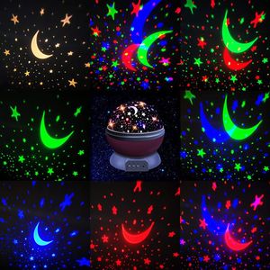 Star Projector 360° Rotation Night Light for Kids Bedroom LED Baby Lamp Decor Rotating Starry Nursery Moon Galaxy Table Lamp