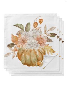 Table Napkin Thanksgiving Pumpkin Flower Leaves Napkins Cloth Set Kitchen Dinner Tea Towels Design Mat Wedding Decor