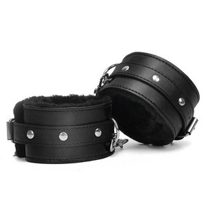 Beauty Items Leather Plush sexy Bdsm Bondage Set Whip Handcuff Ankle Cuff Rope Mouth Gag Collars Eye Mask Toys For Adults Games