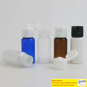 フリップトップキャップ補充可能プラスチッククリアアンバーホワイトブルーボトル15 ml小さなサンプルボトルメイクアップリキッド化粧品コンテナ