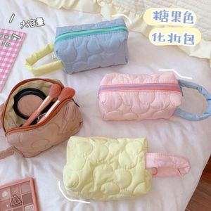 Cosmetic Bags Ins Fabric Makeup Toiletry Bag For Women Candy Organizer Cute Wrist Make Up Pouch Portable Student Pencil Case Gift