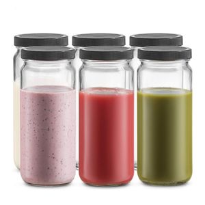 16 OZ Glass Juicing Bottle Reusable Drinking Jars Drink Containers for Juicing Smoothie