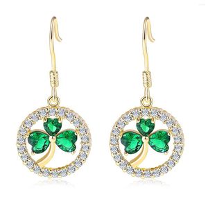 Dangle Earrings NATURAL EMERALD STONE DROP EARRING WOMEN WEDDING ENGAGEMENT STATEMENT LEAF GEMSTONE ROSE GOLD ZIRCON DIAMOND JEWELRY