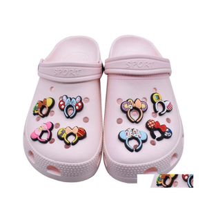 Schuhteile Zubehör Charms Großhandel Nette Maus Mädchen Jungen Cartoon PVC Dekoration Schnalle Weiche Gummi Clog Schnelle Drop Lieferung Dh8Kb