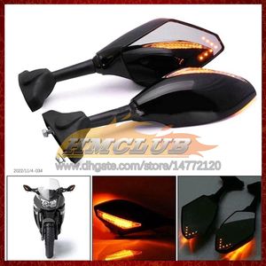 2 xオートバイLED LED Turn Lights Side Mirrors for Kawasaki Ninja Ex250 Ex250 R 250R Ex250R 2008 2009 2010 2011 2012 Carbon Turn Signal Indicatorsバックミラー6色