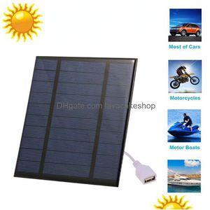 Andra energimaktförsörjningar 2.5W/5V/3.7V Portable Solar Panel Telefonladdare med USB -port för reseleveranskontorskola Dhapt