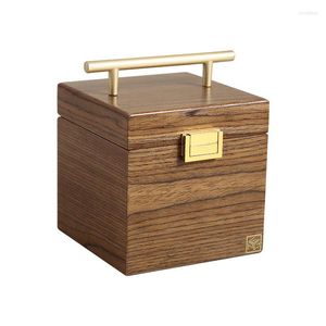 Jewelry Pouches Vintage Box Organizer For Women Wooden With Mirror And Ring Tray Necklace Earring Bracelets Rings