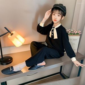 Clothing Sets College Style Black Girls Cute Tracksuit Fashion Korean Children Spring Autumn Two Piece Christmas Costume Kids 14 Year