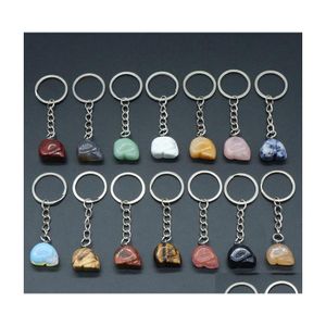 Llaveros Curación Reiki Chakra Piedra natural Skl Colgante Llavero Cristal Chakras Cadenas de cuarzo Accesorios de joyería Entrega de gota Dhpzm