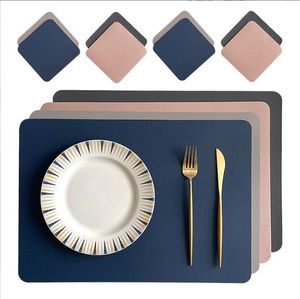 Placemats Lavável Coloque o tapete de couro Faux Double Side Placemat Fácil de limpar a limpeza Ponta de mesa impermeabilizável tapetes de mesa