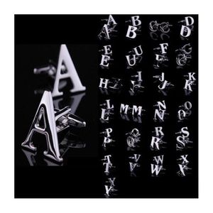 Cuff Links English Letter Az Shirts Cufflinks For Mens Jewelry French Wedding Best Fathers Day Xmas Gift Drop Delivery Tie Clasps Dhckh