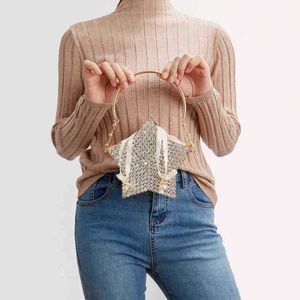 bags Shiny Star Vormige Diamant Avondtasje Vrouwen Chic Hollow Out Kleine Metalen Kooi Handtas Strass Clutch Purse Wedding Party 220609