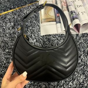 Crescent Bag armhåle handväska crossbody väskor kvinnor handväska avtagbart handtag guldbotten hårdvara äkta läderväska plånbok blixtlåsficka