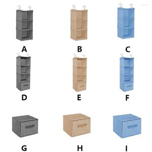 Storage Boxes Hanging Closet Pockets Clothes Organizer Bag Shelves Home Bedroom Dual Hooks Breathable Case Rack Gray 3 Layers