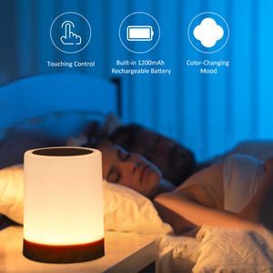 13 Colors Touching Control Bedside Night Light with Remote 3 Lighting Modes Timer Function USB Rechargeable Dimmable Table Lamp