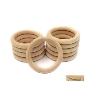 Soothers Teethers 68Mm2.68Inch Nature Wooden Ring Teether Montessori Baby Toy Organic Infant Teething Accessories Necklace Diy 127 Dhsik