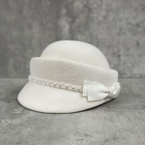 Wide Brim Hats Bucket French socialite and woman style short eaves bow woollen equestrian hat fashionable women travel knight elegant top 230106