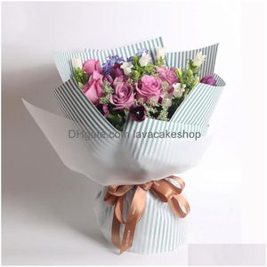 Craft Tools 20Pcs Flowers Packaging Waterproof Matte Striped Paper Florist Bouquet Gift Supplies Wrap Paper276A Drop Delivery Home G Dhtuo