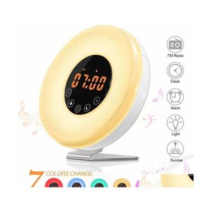 Andra klocktillbeh￶r Yooap Wake Light Alarm Clock Led Bedside With Touch Control Sunrise Simation SN Funktion 6 Natural Drop D DHMNZ