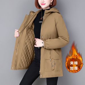 Kvinnor Down Parkas Winter Cotton Coat Fashion Hooded Warm Thicken Long Jacket Plus Size 4XL Casual Solid Female Outwear 230107