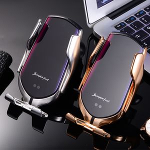 R1カーワイヤレス充電器自動クランプ10W QI高速充電ホルダーiPhone samsung Huaweiスマートフォンエアベント電話ホルダー