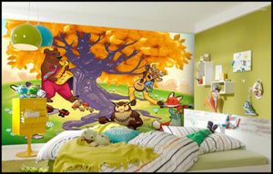 Wallpapers Benutzerdefinierte PO-Wandbild 3D-Tapete Cartoon-Kinderzimmer mit Karnevalstieren unter dem großen Baum-Dekor für Wände 3 D