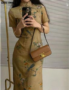 Ethnische Kleidung Vintage Cheongsam Kleid für junge Dame Traditionelle chinesische alte Seidengemälde Kleidung China Stil Alltagskleidung Qipao