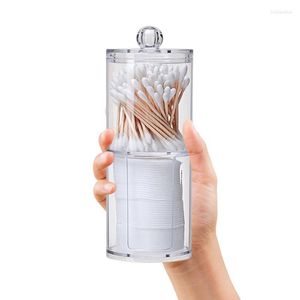 Caixas de armazenamento Canister Suporte acrílico transparente com tampa transparente Banheiro Organização Vanity Makeup