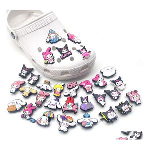 Shoe Parts Accessories Charms Wholesale Kuromi Melody Cartoon clog Pvc Decoration Buckle Soft Rubber Clog Fast Ship Drop Delivery S Dhkeq
