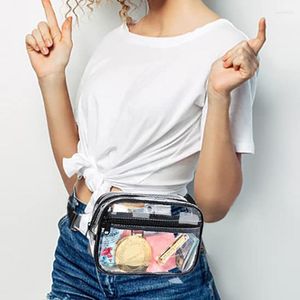 허리 가방 PVC 여성 패니 팩 벨트 가방 엉덩이 부랑자 명확한 투명 가슴 파우치 2023 해변 여행 바나나 지퍼