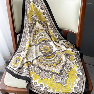 Scarves 70 70cm Silk Satin Head Scarf Women Fashion Kerchief Print Hair Square Headband Neck Lady Dropship Wrap Muffler Ban