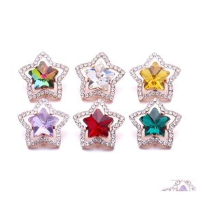 Chiusure Ganci Commercio all'ingrosso Oro strass Fiore Ginger Snap Button Risultati dei gioielli Zircone Chunks Charms 18Mm Bottoni automatici in metallo Fa Dh1Ht