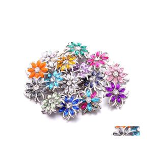 Chiusure Ganci Varietà Fiore di strass Chiusura a blocco 18 mm Bottone a pressione Charms in zircone ovale Bk per scatti Risultati gioielli fai da te Supplie Dhklt