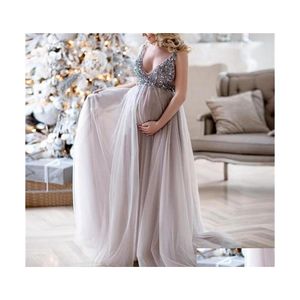 Maternity Dresses For P O Shoot Vneck Sequins Design Ography Props Pregnancy Baby Shower Gift 279 Z2 Drop Delivery Kids Supplies Clot Dhyc4